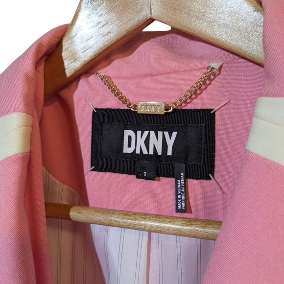 DKNY Pink Women's Blazer with Cream Accents - Picture 4 of 9